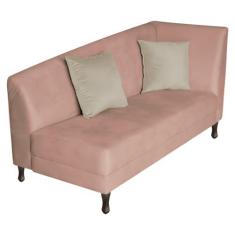 Imagem de Recamier Heitor 160cm com Almofada Lado Esquerdo Suede Rosê/Bege