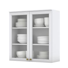 Imagem de Armário Aéreo 02 Portas de Vidro 80cm Americana Branco Henn