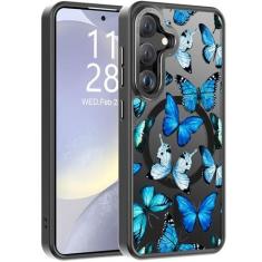 Imagem de Goodon Capa para Galaxy S24+ Plus com protetor de tela, compatível com carregamento sem fio, capa fosca translúcida à prova de choque - linda capa de telefone com design floral para mulheres -