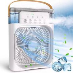 Imagem de Ventilador Portátil de Mesa Mini Ar Condicionado Umidificador Climatizador Led Reservatório para Água e Gelo 3 Velocidades Led Bivolt.