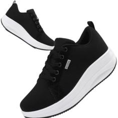 Imagem de Roltte Tênis de caminhada feminino com almofada de ar, sapatos de enfermeira, antiderrapante, para trabalho, tênis para serviço de alimentação, tênis de plataforma, confortável, leve, Preto, branco,