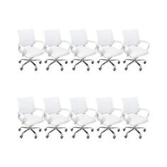 Imagem de Kit 10 Cadeiras de Escritório Begonia Mesh Ergonômico (Branco)