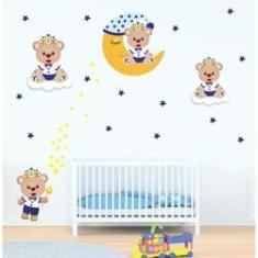 Imagem de Adesivo De Parede Infantil Ursinhos Lua E Nuvem - Infantis