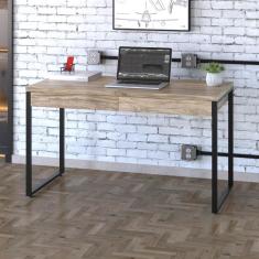 Imagem de Escrivaninha Industrial Kuadra Com 2 Gavetas 120 Cm - Carvalho/Preto