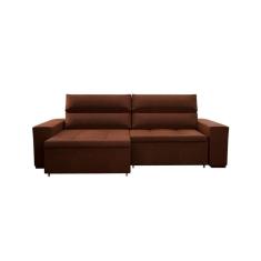 Imagem de Sofá 4 Lugares Retrátil E Reclinável Spencer Veludo Marrom 260 Cm