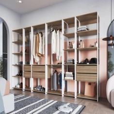 Imagem de Guarda Roupa Closet 6 Peças Com 3 Cabideiros 6 Gavetas E 16 Nichos Eas