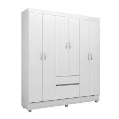 Imagem de Guarda Roupa 6 Portas de Solteiro Dublin Branco/Rosa - Mercado dos Móv