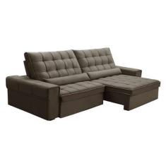 Imagem de Sofá 5 Lugares Retrátil E Reclinável Alasca Veludo Castor - Ferguile