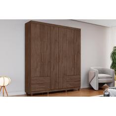 Imagem de Guarda Roupa 6 Portas e 4 Gavetas c/ Pés Canadá Plus Cacau - Conquista