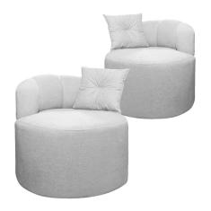 Imagem de Kit 2 Cadeiras Decorativas Orgânica Plaza Bouclê Cinza SOFA STORE