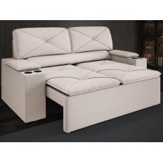 Imagem de Sofá com Porta Copos Retrátil e Reclinável Pop 1,54m Velosuede Areia -
