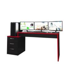 Imagem de Mesa para Computador Notebook DRX 5000 Preto/Vermelho - Fdecor - Móvei