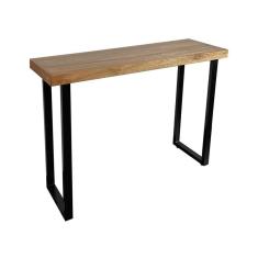 Imagem de Mesa de Apoio Industrial 200cm em Madeira Maciça Angelin Base Ferro Preto