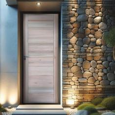 Imagem de Kit Porta de Madeira Maciça 3b Eucalipto 210x82cm Batente 11cm Natural