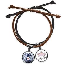 Imagem de DIYthinker Pulseira de couro com corrente de mão e corrente de mão com flor azul da cultura chinesa