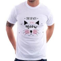 Imagem de Camiseta Gatinha Start Day With Meow - Foca Na Moda