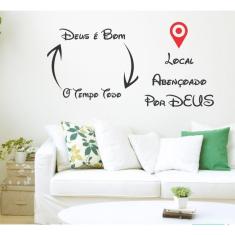 Imagem de 2 Adesivo Decorativo de Frases Deus é Bom e Local Abençoado