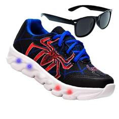 Imagem de Tenis De Led Led Masculino Aranha Meninos Estilo Original + Oculos