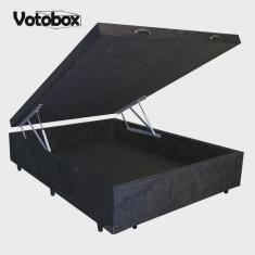 Imagem de Cama Box Baú Casal 138x188cm votobox Suede Preto