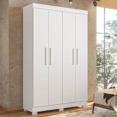 Imagem de Guarda-Roupa Solteiro Flórida 4 Portas 3 Gavetas 100% Mdf Branco - Tigus Baby