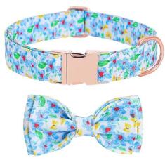 Imagem de Coleira de cachorro com laço, coleiras de cachorro de flores de borboleta com laço destacável e fivela de metal, coleira ajustável para presentes para cães pequenos, médios e grandes e meninas meninos