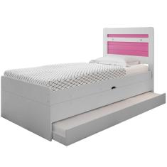 Imagem de Cama Baú Solteiro Branco E Rosa Com Aux. E Colchões