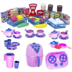 Imagem de Kit Infantil Mercado Completo Cozinha Comida Louça 62Pç - Altimar