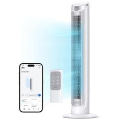 Imagem de Ventilador de Torre com Oscilação de 90º, 5 Velocidades, Silencioso, Temporizador de 12H, Display LED, Controle Remoto, Voz e APP, 110V, Dreo, Branco