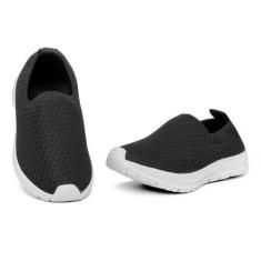 Imagem de Tênis Infantil Calce Facil Leve Confortável Preto Sola Branca - Estilo
