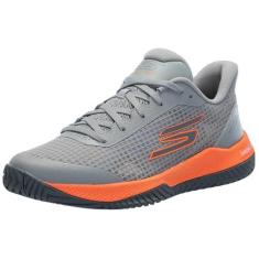 Imagem de Skechers Tênis masculino Go Train Arch Fit Viper Court Pro-Pickleball, Cinza/laranja 2, 39