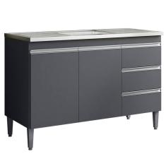 Imagem de Balcao Para Pia 97 Cm 2 Portas Andreia Cinza Reajl Cinza