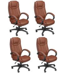 Imagem de Conjunto com 4 Cadeira de Escritório Presidente Giratória Office Nova Córdoba Marrom
