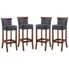 Imagem de Kit 4 Banquetas Alta com Encosto Estofada 36x100 Cm Diamantina Madeira