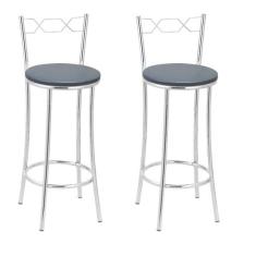 Imagem de Kit 2 Banquetas Cromadas Bc51-b A144 Cromado/cinza