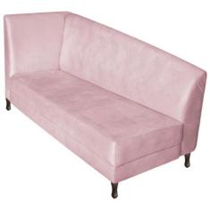 Imagem de Recamier Valéria 160cm Lado Direito Suede Rosa Bebê - Amarena Móveis