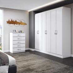 Imagem de Guarda-Roupa Casal Amelia 6 Portas 2 Gavetas com Cômoda 5 Gavetas Bran