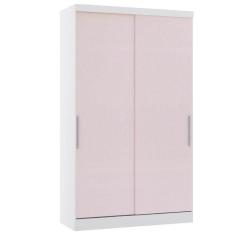 Imagem de Guarda Roupa Modulado 134,50cm 2 Portas De Correr Alpes Luciane Móveis Branco Pf Com Rosa Pf