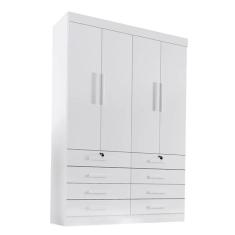 Imagem de Guarda Roupa 4 Portas 8 Gavetas Mônaco D`doro Branco