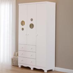 Imagem de Guarda Roupa Infantil Bolinha 3 Portas 3 Gavetas 100% MDF Móveis Peroba