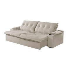 Imagem de Sofá 3 Lugares Retrátil Martins M-163 Com Acessórios Veludo Creme