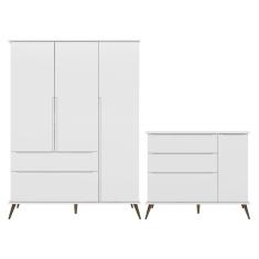 Imagem de Guarda Roupa 10233 E Cômoda 10227 Infantil Melissa Branco Phoenix Baby