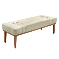 Imagem de Recamier Decorativo 140cm Kors Veludo Pés De Madeira Bege G63 - Gran B