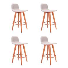 Imagem de Kit 4 Banquetas Baixa Linea Aço Cobre Assento Cinza