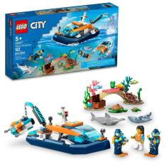 Imagem de Brinquedo de construção LEGO City Explorer Diving Boat 60377 com figuras