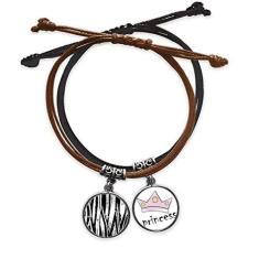 Imagem de DIYthinker Pulseira com textura de linha vertical escovada, corrente de mão, pulseira de princesa de couro