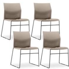 Imagem de Kit 04 Cadeiras Fixa Base  Empilhável Connect F02 Nude - Lyam Decor