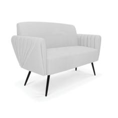 Imagem de Sofá Namoradeira Pés Palito de Ferro Bruna Linho Cinza A05 - D'Rossi