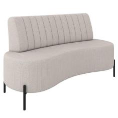 Imagem de Sofá 2 Lugares 160cm Pés Aço Preto Tamar K04 Linho Areia - Mpozenato