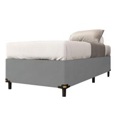 Imagem de Cama Box Solteiro 0,88m Com 38cm De Altura Suede Prince Cinza Cinza