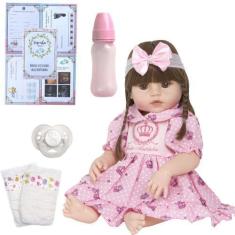 Imagem de Boneca Reborn Realista Menina Bebê Recem Nascido 52cm Banho - Cegonha